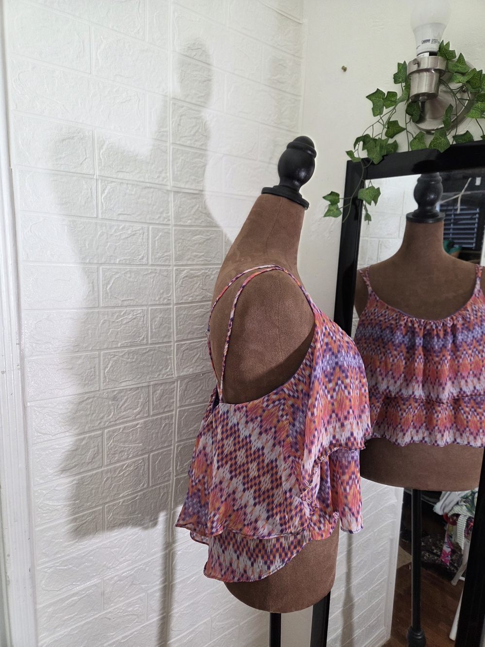 Az Jean Co. Sleeveless Tiered Printed Cami Top - Orange & Purple
